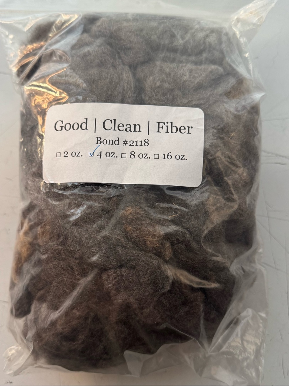 Good Clean Fiber Bond Wool #2118 Natural Dark Grey Brown Roving 4 oz Spinning